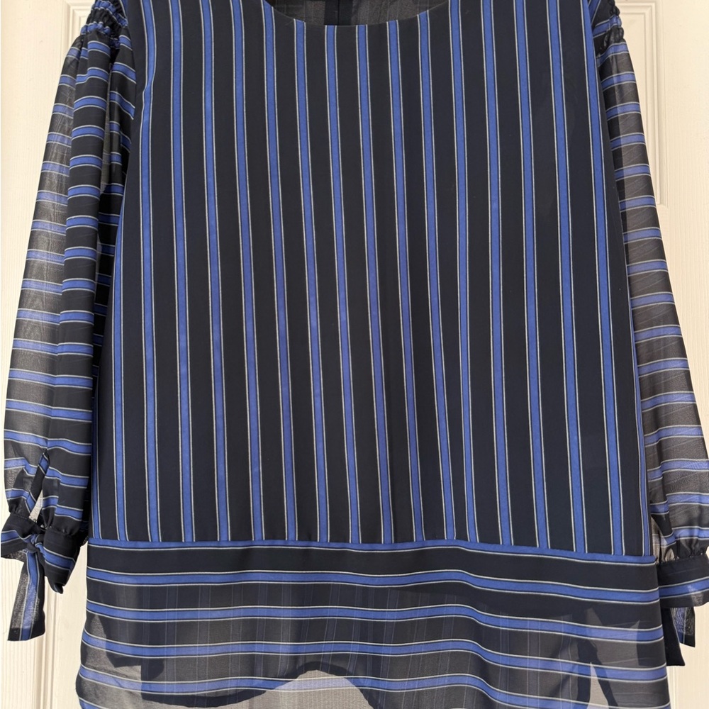 Striped Sheer Black and Blue Women's Top